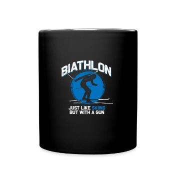 Biathlon Ski Schießen - Tasse einfarbig - Schwarz - Vorne