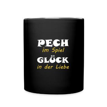 Ironie Spruch Singles Pech Spiel kein Glück Liebe - Tasse einfarbig - Schwarz - Vorne