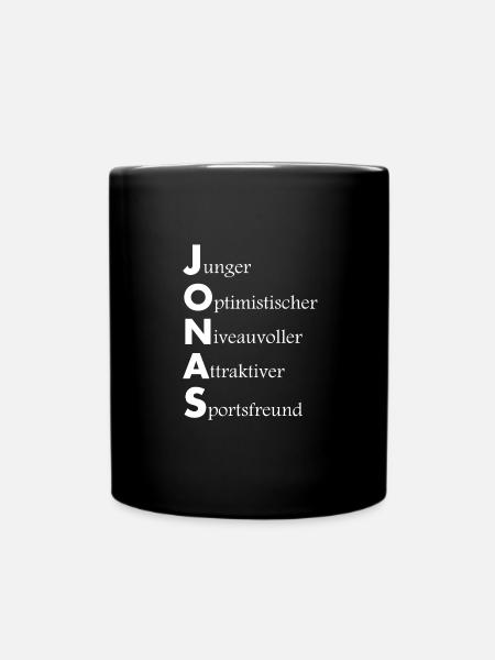 Name Jonas Beschreibung Vorname Spruch Geschenk - Tasse einfarbig - Schwarz
