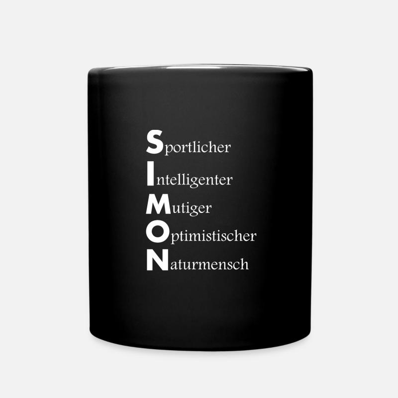 Name Simon Beschreibung Vorname Spruch Geschenk - Tasse einfarbig - Schwarz