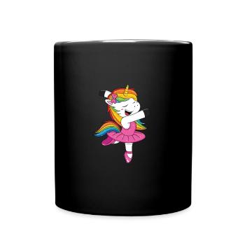 Rainbow Dancing Unicorn - Full Colour Mug - black - Front