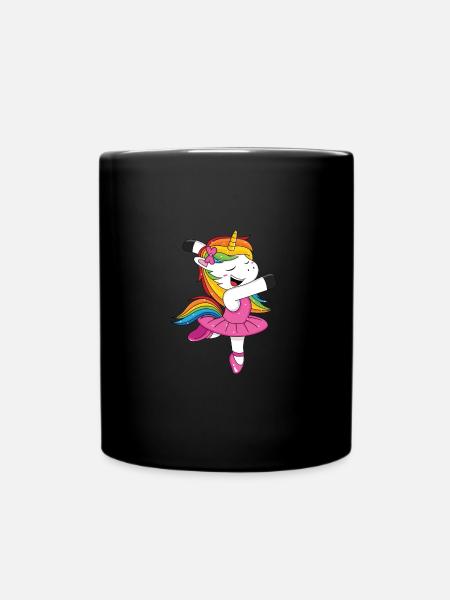 Rainbow Dancing Unicorn - Full Colour Mug - black