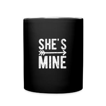 She's mine She belongs to me wife statement saying - Full Colour Mug - black - Front