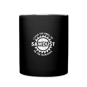 Dit, charpentier, sciage, sciure - Mug uni - noir - Devant