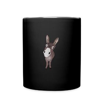 lustig guckender Esel Tshirt Geschenkidee fuer Ese - Tasse einfarbig - Schwarz - Vorne