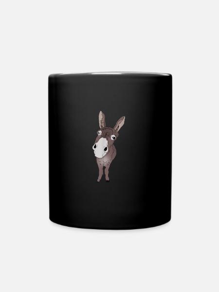 lustig guckender Esel Tshirt Geschenkidee fuer Ese - Tasse einfarbig - Schwarz