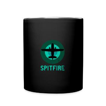 Spitfire Airplane Retro Vintage Jet Aviator - Full Colour Mug - black - Front