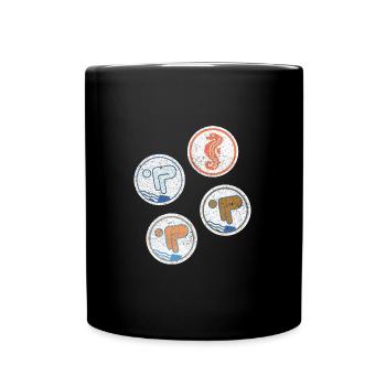 Schwimmabzeichen Seepferdchen Freischwimmer - Tasse einfarbig - Schwarz - Vorne