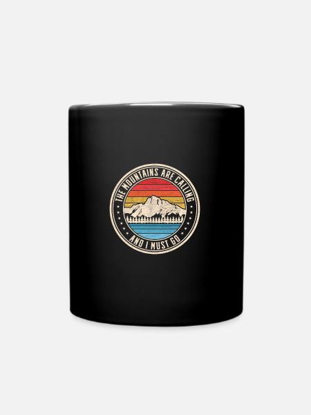 Cool Forest Nature Quote Quote Mountains Are Call - Full Colour Mug - black