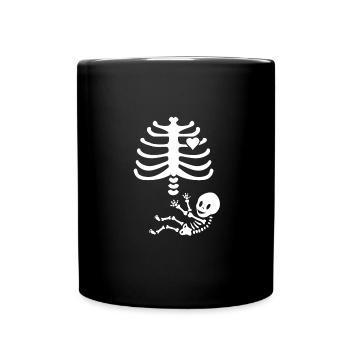 Pregnant mom ladies skeleton Halloween - Full Colour Mug - black - Front