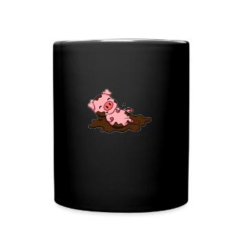 Pig Wallow In A Dirty Puddle Christmas Kid Gift - Full Colour Mug - black - Front