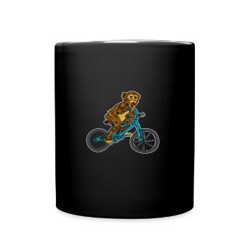 Fahrrad Affe Sport - Tasse einfarbig - Schwarz - Vorne