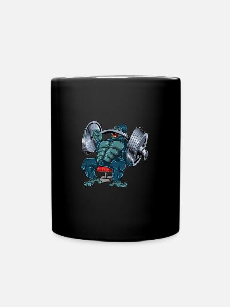 Gorilla monkey bench press - Full Colour Mug - black