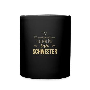 Beste Schwester Geschenkidee - Tasse einfarbig - Schwarz - Vorne