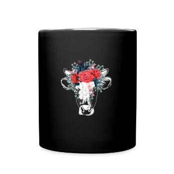 Animaux fleurs de vache - Mug uni - noir - Devant