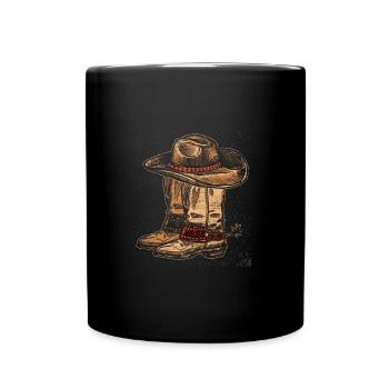 Cowboy Pferd Geschenk - Tasse einfarbig - Schwarz - Vorne