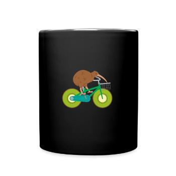 Kiwi Radfahrer - Tasse einfarbig - Schwarz - Vorne