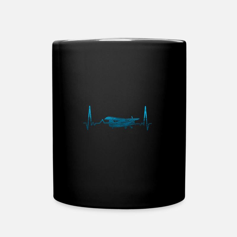 Avion battement de coeur avion - Mug uni - noir