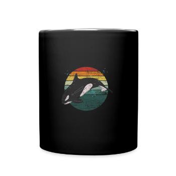 Retro Orca Killerwal Geschenkidee - Tasse einfarbig - Schwarz - Vorne
