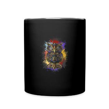 Eule Geschenk - Tasse einfarbig - Schwarz - Vorne