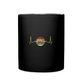 Retro Schwein Herz - Tasse einfarbig - Schwarz - Vorne