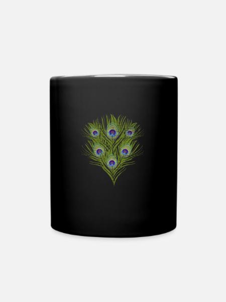 Peacock feather - Full Colour Mug - black