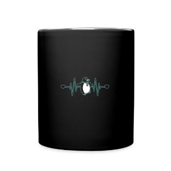 Pinguin Herz - Tasse einfarbig - Schwarz - Vorne