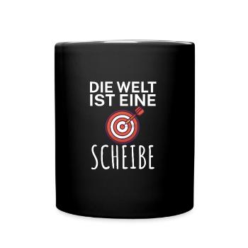 Die Welt ist eine Scheibe - Tasse einfarbig - Schwarz - Vorne