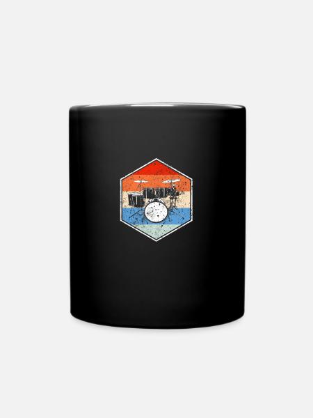 Retro drums drummer - Full Colour Mug - black