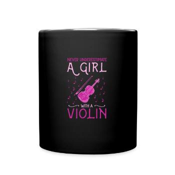 Geige Mädchen - Tasse einfarbig - Schwarz - Vorne
