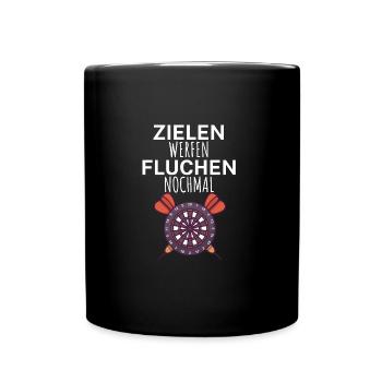 Zielen werfen fluchen nochmal - Tasse einfarbig - Schwarz - Vorne