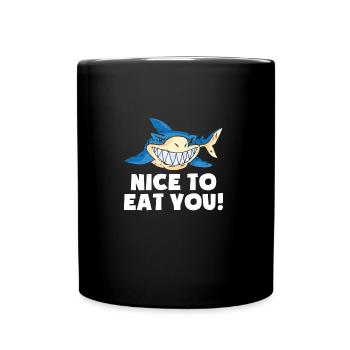 Drôle de requin cadeaux agréables à manger vous drôle de requin - Mug uni - noir - Devant