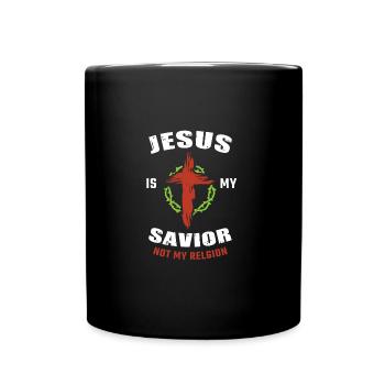 Jesus ist mein Retter nicht meine Religion Christentum - Tasse einfarbig - Schwarz - Vorne