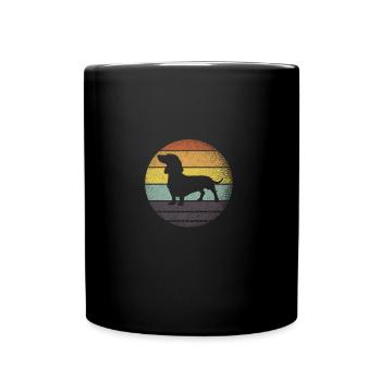 Retro Dackel - Tasse einfarbig - Schwarz - Vorne