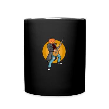 Pumpkin head guitarist guitar musician - Full Colour Mug - black - Front
