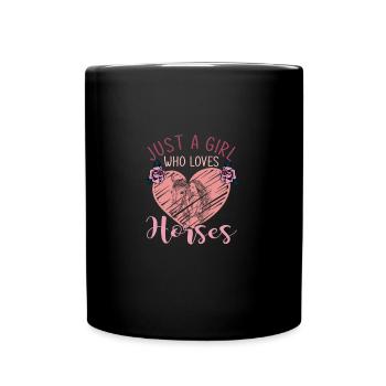 Pferd Mädchen - Tasse einfarbig - Schwarz - Vorne
