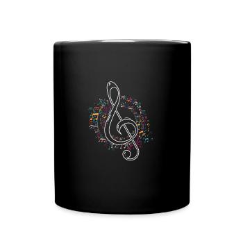 Notenschlüssel Musik Geschenk - Tasse einfarbig - Schwarz - Vorne