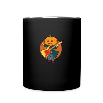 Pumpkin Head Guitarist Guitar Musician - Full Colour Mug - black - Front