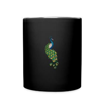 Pfau Tierliebhaber - Tasse einfarbig - Schwarz - Vorne