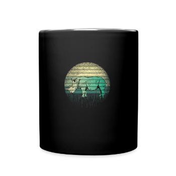 Retro rhino africa - Full Colour Mug - black - Front