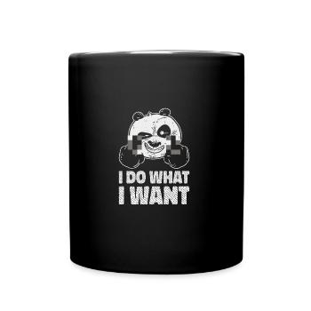 Funny naughty panda with censored middle finger - Full Colour Mug - black - Front