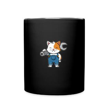 Mécanicien Chat Avec une clé à molette pour - Mug uni - noir - Devant