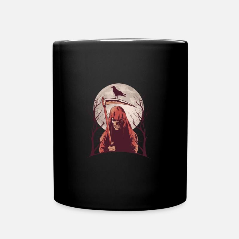 Halloween faucheuse corbeau lune - Mug uni - noir
