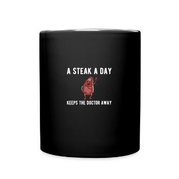 A Steak A Day Carnivore Diet Anti-Vegan - Full Colour Mug - black - Front
