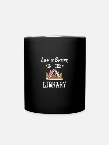 BOOK READER/BOOK FAN :Life In Library - Tasse einfarbig - Schwarz