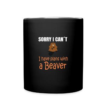BEAVER BIEBER : Plans with a Beaver - Tasse einfarbig - Schwarz - Vorne