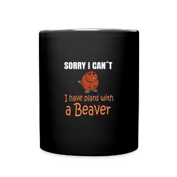 BEAVER: Plans with a Beaver - Tasse einfarbig - Schwarz - Vorne