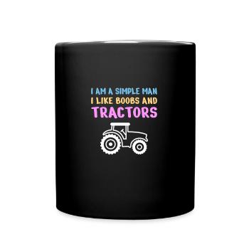 TRACTORS / FARM LIFE / COUNTRY LIFE: Simple man - Full Colour Mug - black - Front