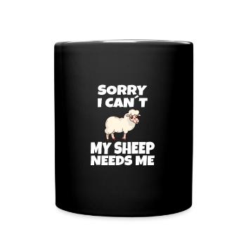 MOUTONS / ANIMAUX: Mes moutons ont besoin de moi - Mug uni - noir - Devant