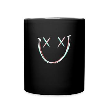 Smile mit X Augen - Tasse einfarbig - Schwarz - Vorne
